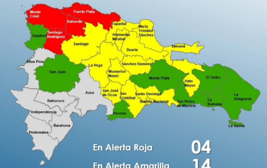 COE eleva niveles de alerta en el país: 4 provincias en rojo, 14 en amarillo y 8 en verde 